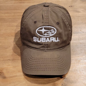 Subaru Hat Cap Strap Back Brown Car Racing Adventure Subaru One Size Adjustable